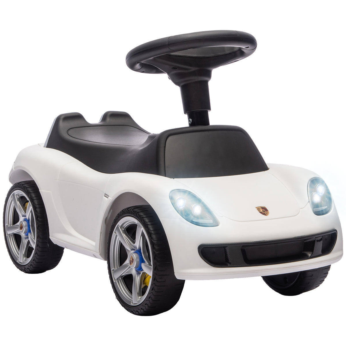 AIYAPLAY Ride on Car, Porsche Licensed Toddler Push Car with Horn, Headlights, Sound and Steering Wheel for 18-36 Months, White