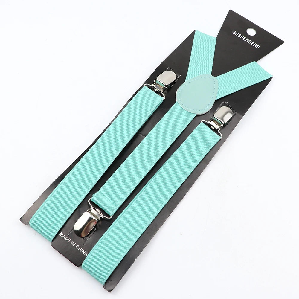 Hot Sale Solid Color Elastic Leather Suspender For Men Women Black Red Sage Green Adjustable Pants Shirt Girl Skirt Accessories