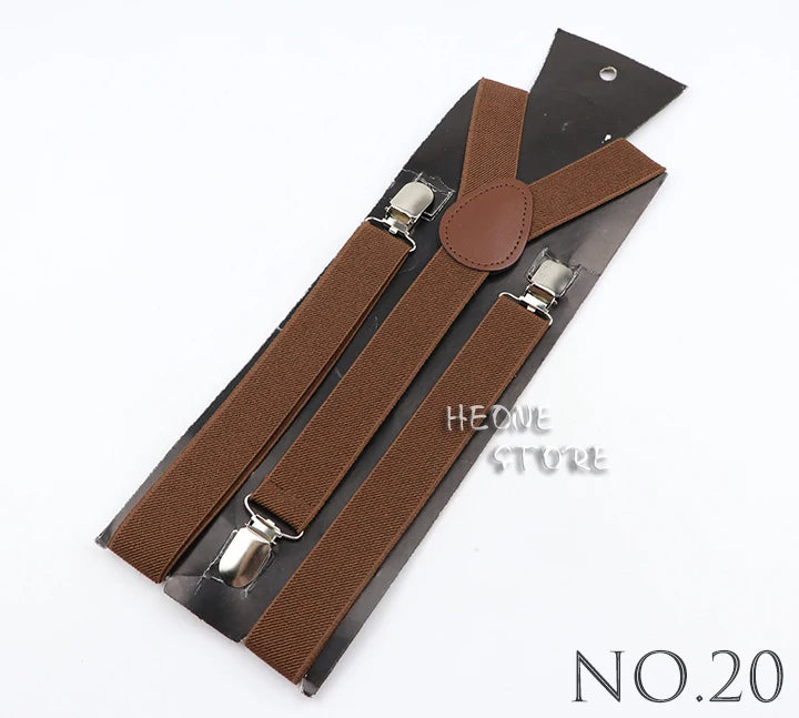 Hot Sale Solid Color Elastic Leather Suspender For Men Women Black Red Sage Green Adjustable Pants Shirt Girl Skirt Accessories