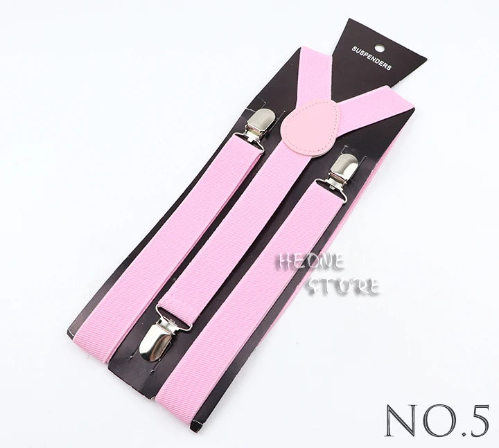 Hot Sale Solid Color Elastic Leather Suspender For Men Women Black Red Sage Green Adjustable Pants Shirt Girl Skirt Accessories