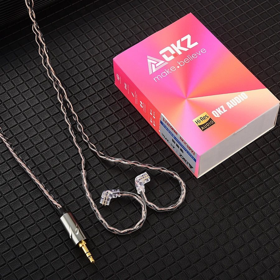 QKZ T1 Earphone Update Cable 3.5mm jack QDC 0.75mm Connector Wired Headphones For ZXN ZXT VK4 ZX2 ZAX2 KZ EDX ZSN Pro X TRN MT1