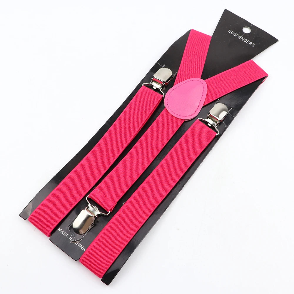 Hot Sale Solid Color Elastic Leather Suspender For Men Women Black Red Sage Green Adjustable Pants Shirt Girl Skirt Accessories