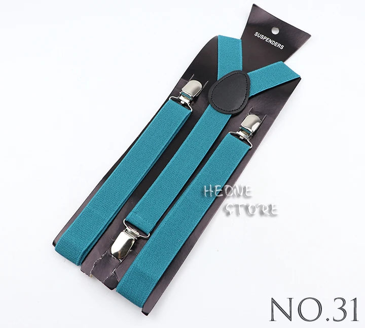 Hot Sale Solid Color Elastic Leather Suspender For Men Women Black Red Sage Green Adjustable Pants Shirt Girl Skirt Accessories