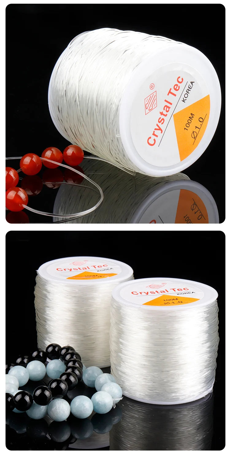 100m Strong Elastic Crystal Beading Thread Cord Jewelry Making Necklace Bracelet DIY Beads String Stretchable Thickness 0.5-1mm
