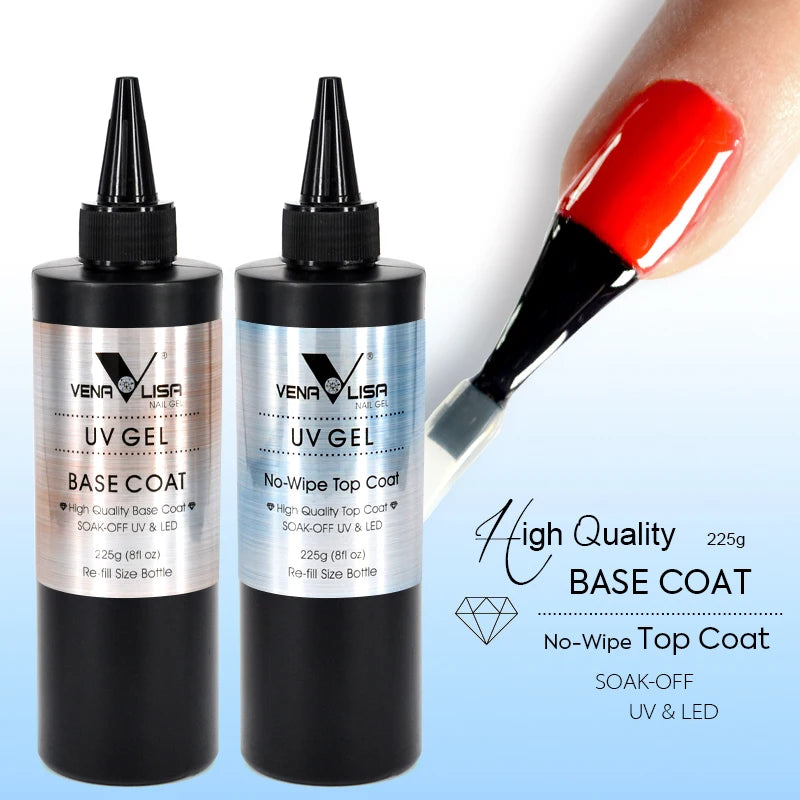 Venalisa TPO FREE225g Super Quality Refill Gel Nail Art Soak Off UV/LED No Wipe Top Coat Base Coat Without Sticky Layer Top Coat