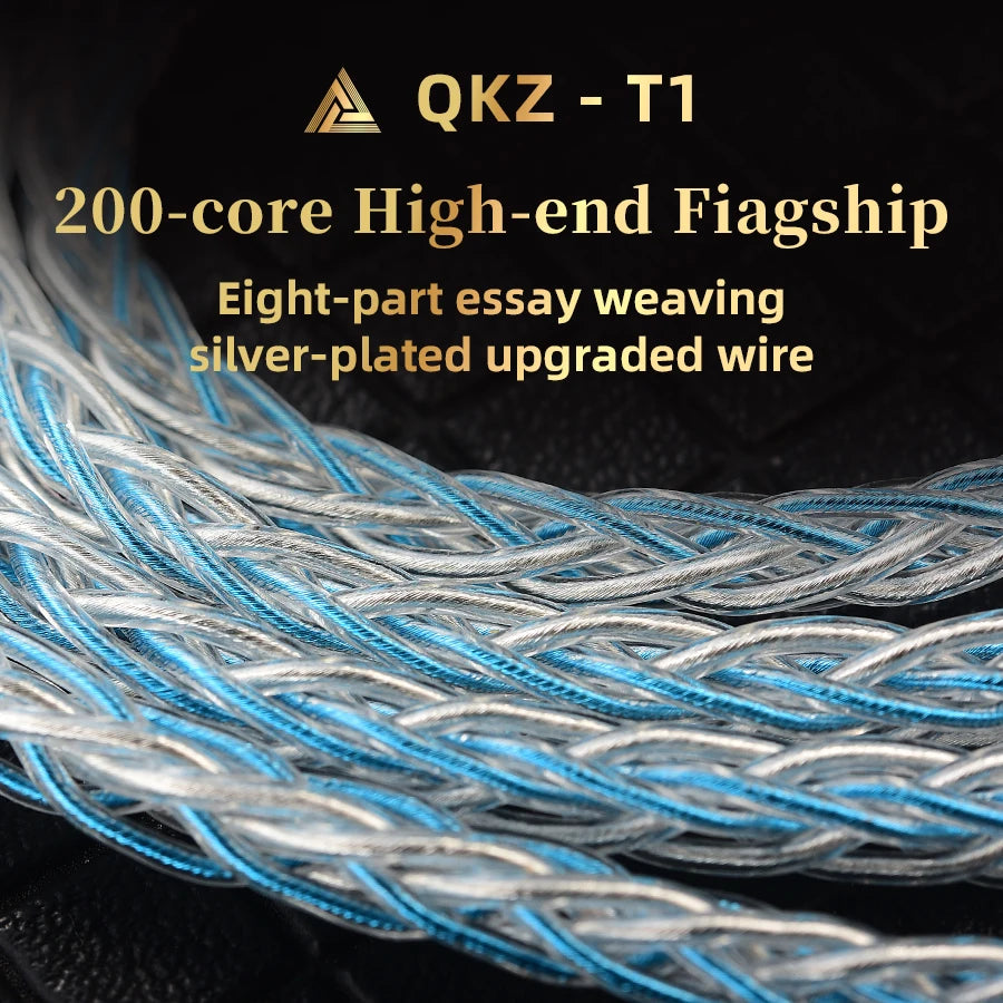 QKZ T1 Earphone Update Cable 3.5mm jack QDC 0.75mm Connector Wired Headphones For ZXN ZXT VK4 ZX2 ZAX2 KZ EDX ZSN Pro X TRN MT1