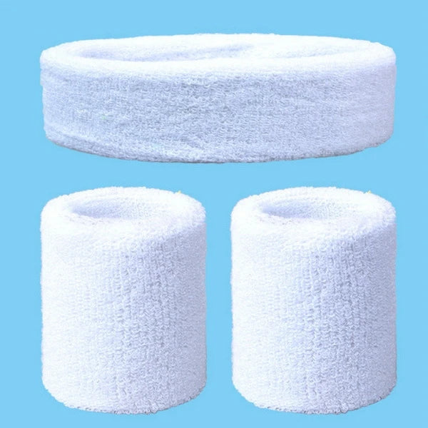 2Pcs Sport Wristbands + 1Pcs Headband Towel Sweatband Set For Yoga Basketball Tennis Fitness Run Head Band Wrist Brace Protector