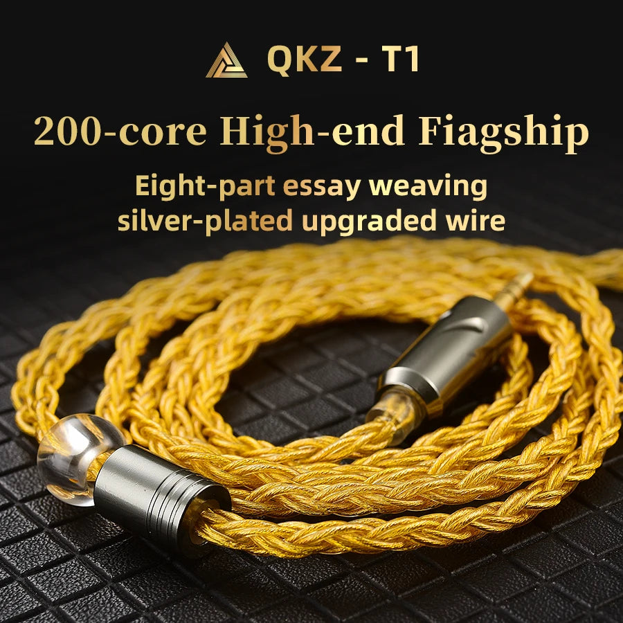 QKZ T1 Earphone Update Cable 3.5mm jack QDC 0.75mm Connector Wired Headphones For ZXN ZXT VK4 ZX2 ZAX2 KZ EDX ZSN Pro X TRN MT1
