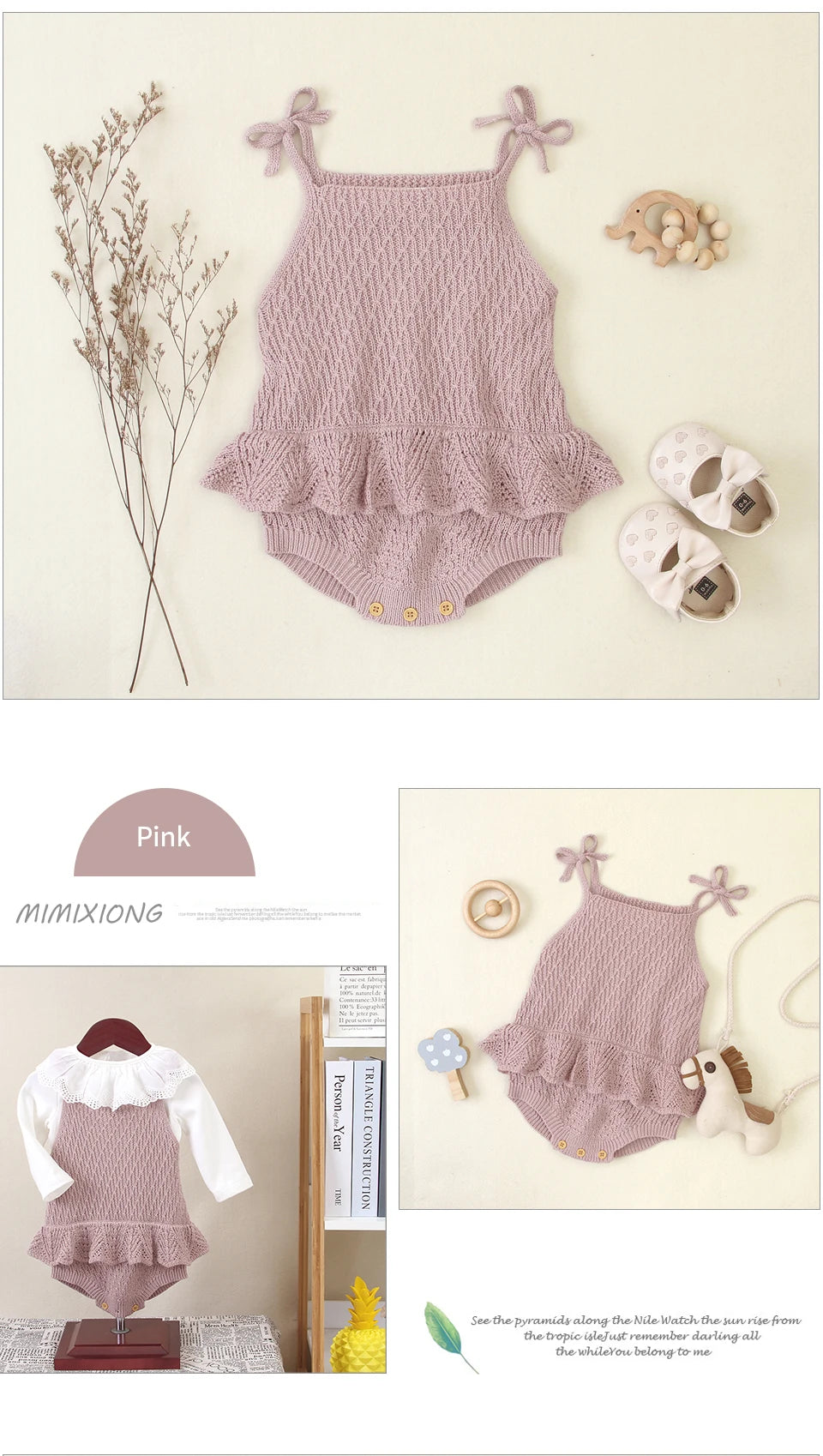 Baby Bodysuit Cute Newborn Girl Outfits Clothes Tops Fashion Summer Toddler Infant Strap Jumpsuit Solid Knitted Kids Onesie 0-2Y