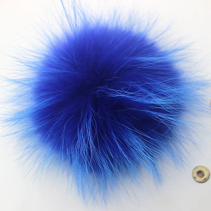 Big Fluffy Real Fur Fox Pompoms With Button DIY Raccoon Fur Pom Poms Balls Natural Fur Pompon For Scarves Hats Caps Accessories