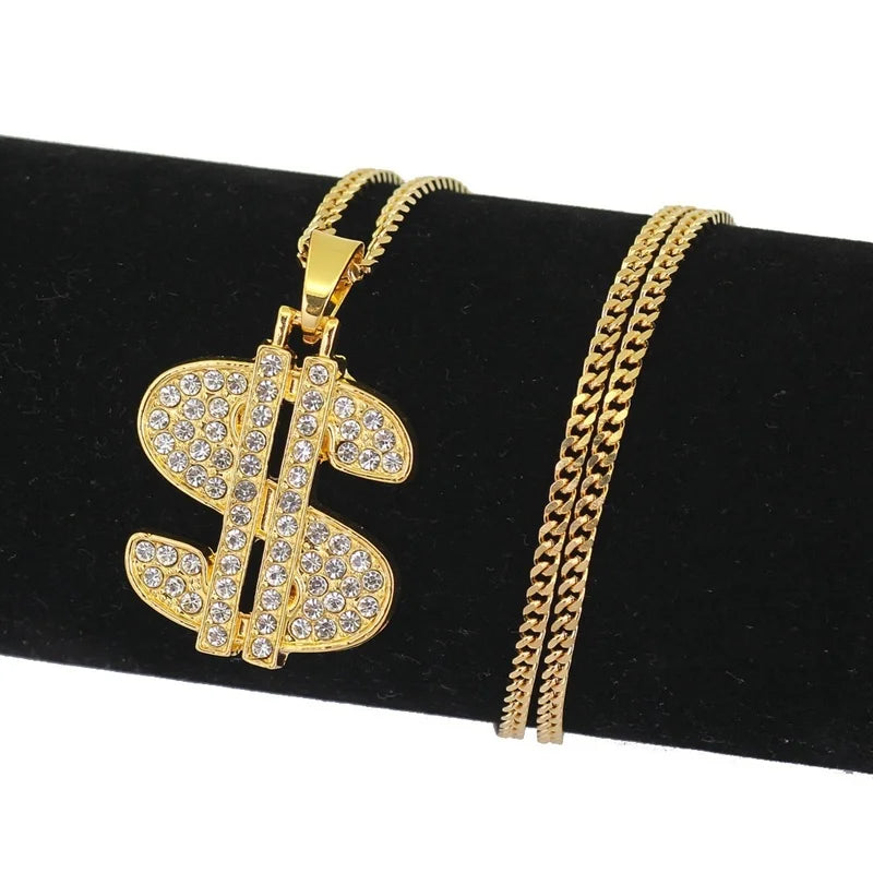 New Fashionable Metal Alloy Dollar Pendant Necklace for Men Exquisite Coin Symbol Chain On The Neck Accessories Trendy Jewelry