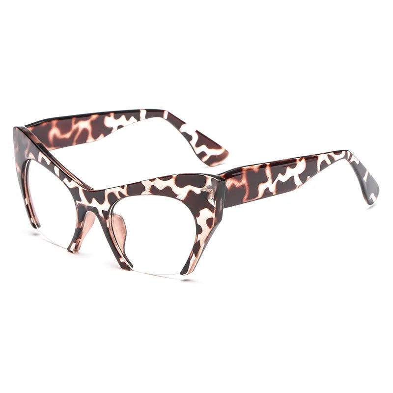 SHAUNA Retro Women Half Frame Cat Eye Glasses Frames Fashion Optical Frame