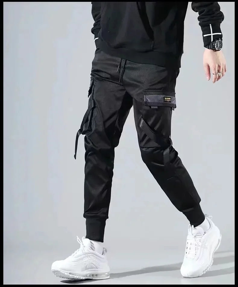 Ribbons Harem Joggers Men Cargo Pants Streetwear 2026 Hip Hop Casual Pockets Track Pants Male Harajuku Fashion Trousers
