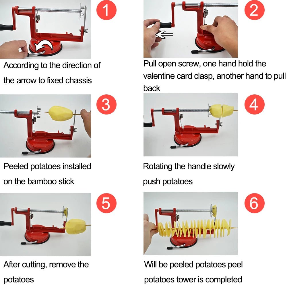 Twisted Potato Apple Slicer Vegetable Spiralizer Stainless Steel Manual Spiral French Fry Cutter Cooking Tools