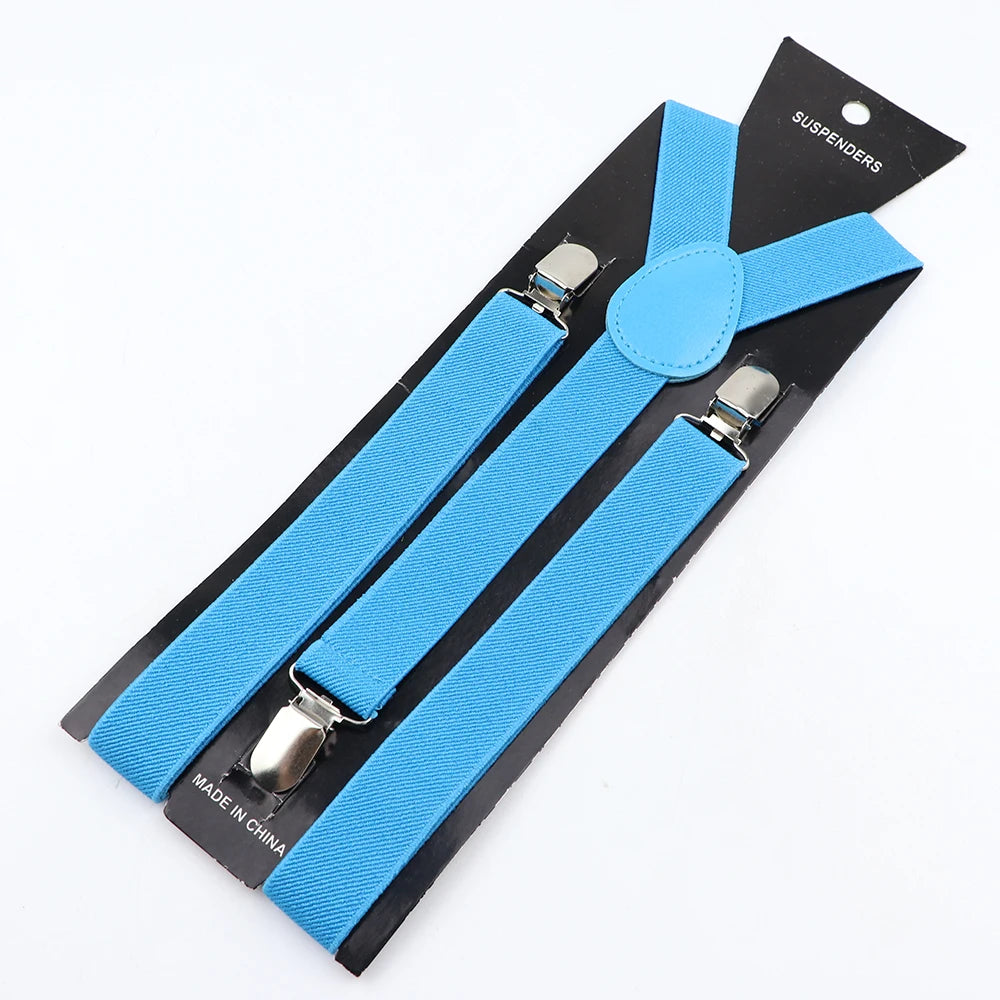 Hot Sale Solid Color Elastic Leather Suspender For Men Women Black Red Sage Green Adjustable Pants Shirt Girl Skirt Accessories