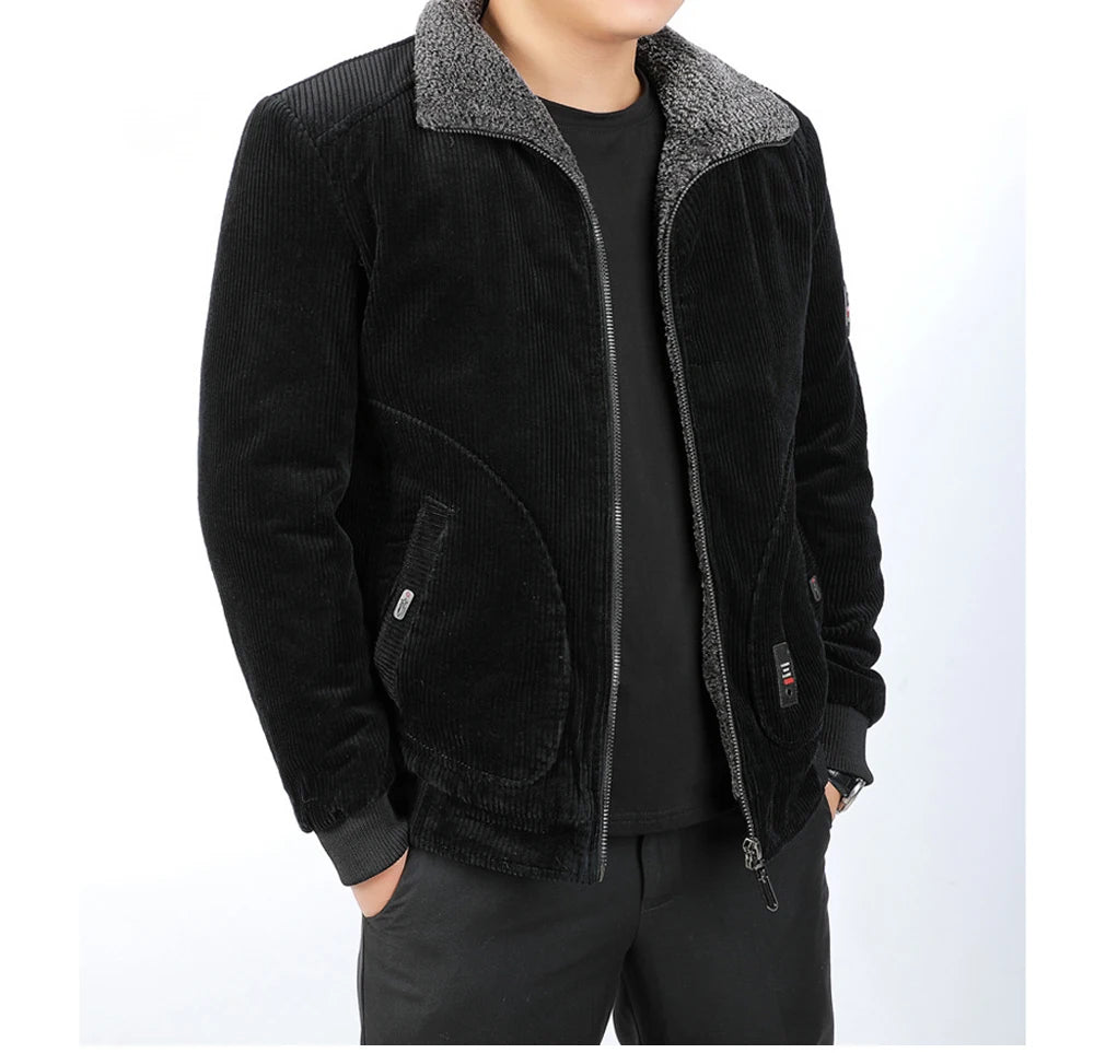 DIMUSI Winter Men's Bomber Jacket Fashion Man Corduroy Cotton Warm Padded Coats Casual Outwear Thermal Jackets Mens Clothing