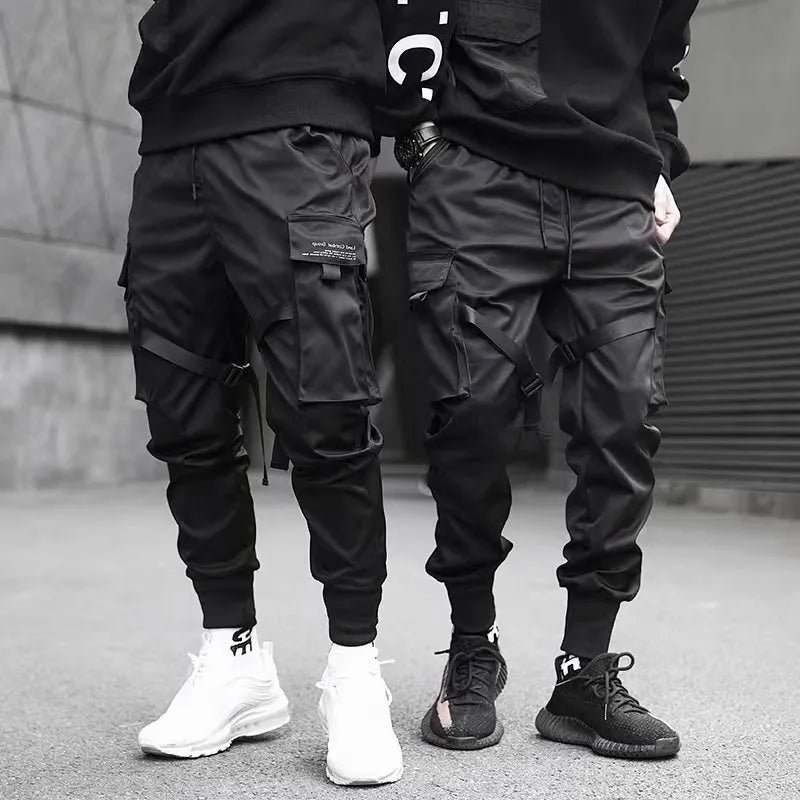Ribbons Harem Joggers Men Cargo Pants Streetwear 2026 Hip Hop Casual Pockets Track Pants Male Harajuku Fashion Trousers