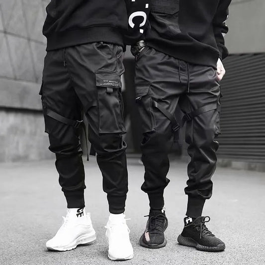 Ribbons Harem Joggers Men Cargo Pants Streetwear 2026 Hip Hop Casual Pockets Track Pants Male Harajuku Fashion Trousers
