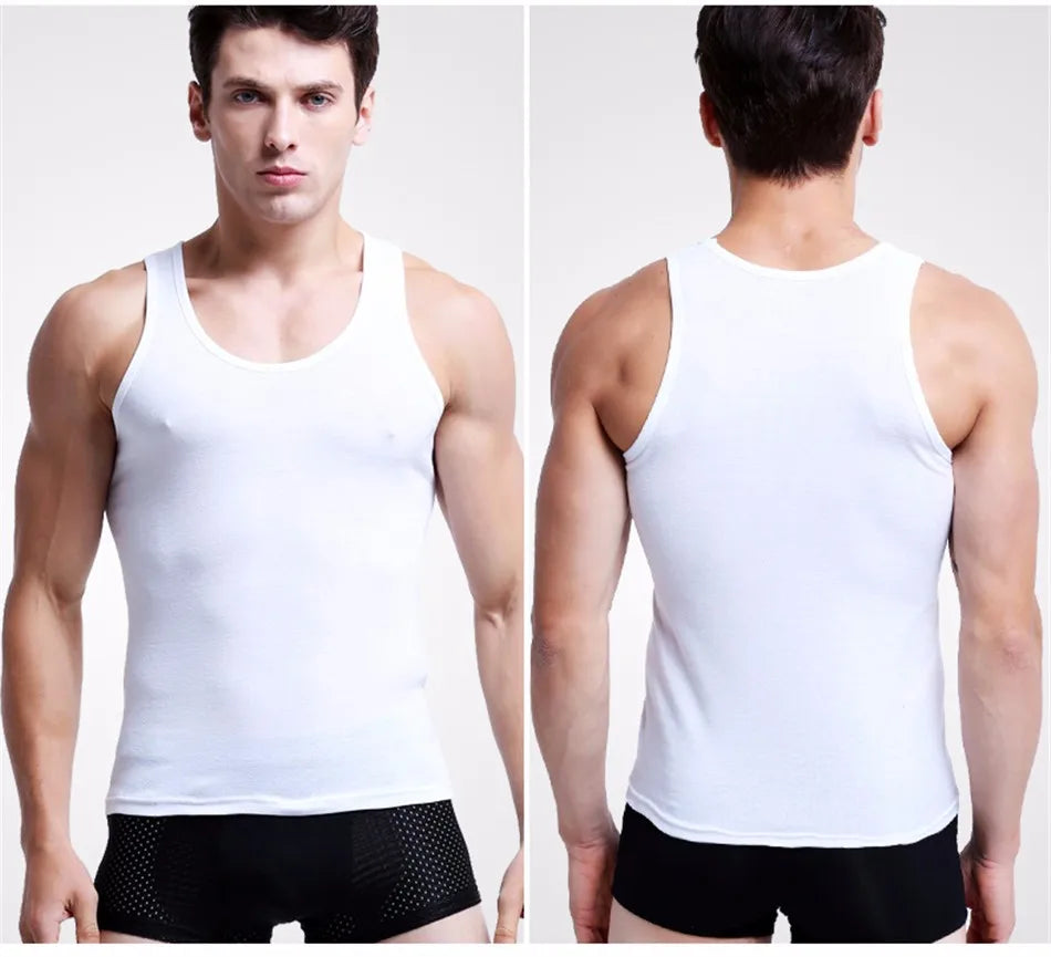 3pcs/lot Man's 100% Cotton Solid Seamless Underwear Brand Clothing Mens Sleeveless Tank Vest Comfortable Undershirt Undershirts