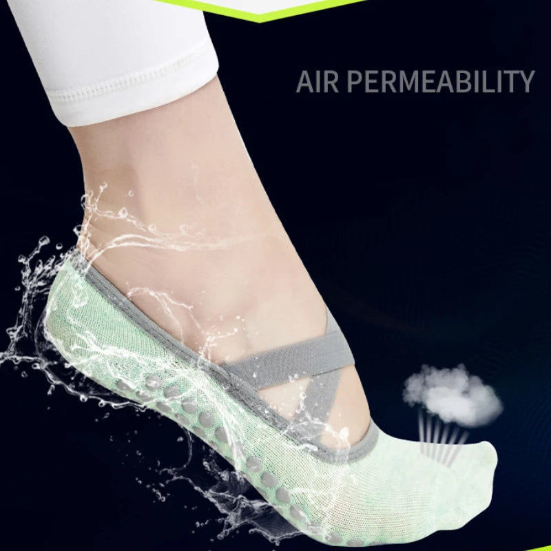 Sports Socks for Fitness Gym Women High Quality Pilates Socks Anti-Slip Breathable Backless Yoga Socks Ankle Ladies Ballet Dance