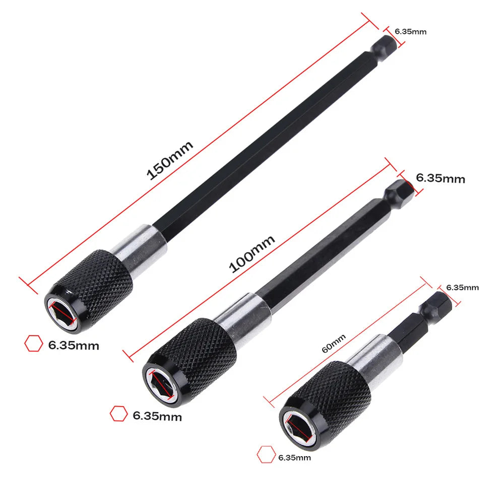 1/4 Inch Hex Shank Quick Release Screwdriver Bit Holder Extension Bar 60mm 100mm 150mm