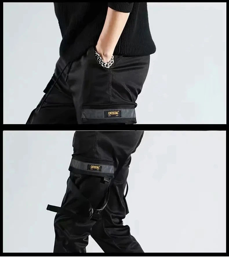 Ribbons Harem Joggers Men Cargo Pants Streetwear 2026 Hip Hop Casual Pockets Track Pants Male Harajuku Fashion Trousers