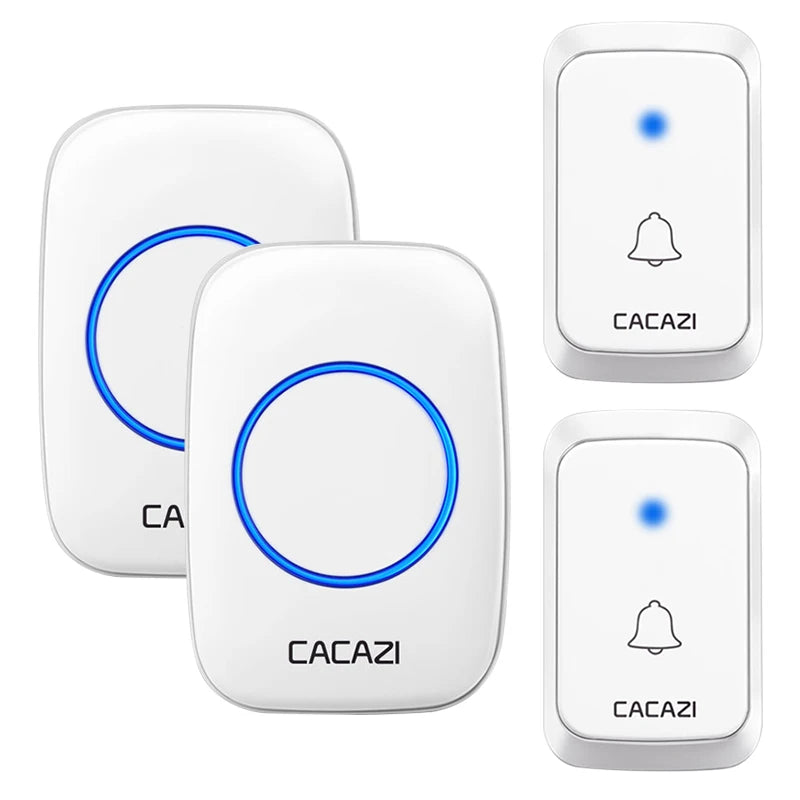 CACAZ Smart Home Waterproof Wireless Doorbell For Outdoor 4 Levels Volume 80DB 60 Chimes Home Calling Bell US EU UK AU Plug