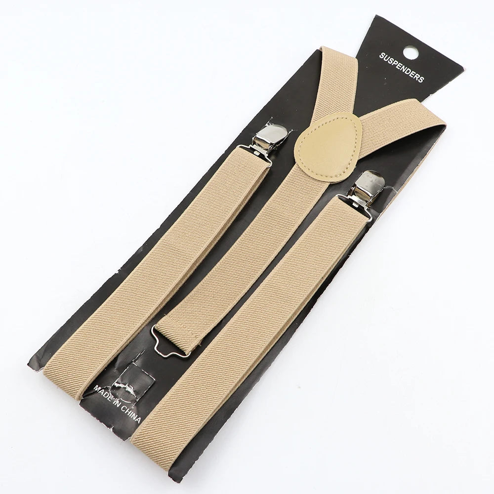 Hot Sale Solid Color Elastic Leather Suspender For Men Women Black Red Sage Green Adjustable Pants Shirt Girl Skirt Accessories