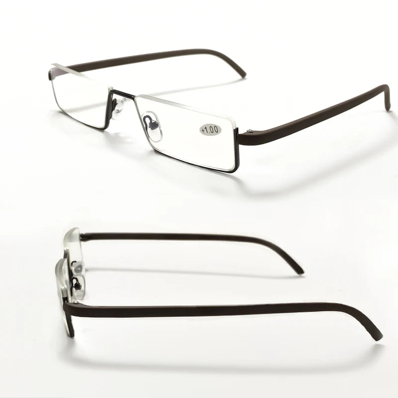 May Flower Metal Anti-Blue Light Reading Glasses Men Half Frame Prescription Eyeglasses Male TR90 Eyewear With Case óculos +1.75