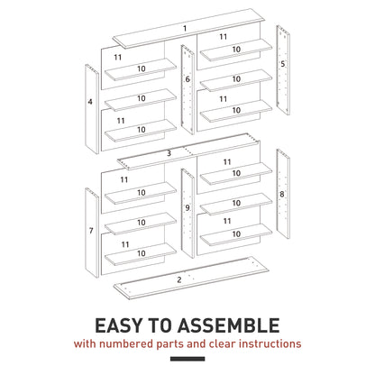 HOMCOM 16-Compartment Media Shelf- White