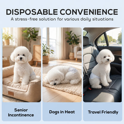 PawHut Dog Diapers Super Absorbent Leak-Proof Dog Nappies for Male Dogs Size M 45-64 cm Waist