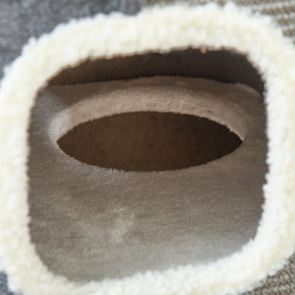 PawHut Cat Barrel Scratching Post Cat Tree for Indoor Cats Kitten Climbing Frame Pet Play Tower Soft Plush & Lamb Fleece Grey