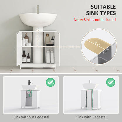 HOMCOM Under Sink Bathroom Storage Cabinet 2 Layers Vanity Unit Wooden - White