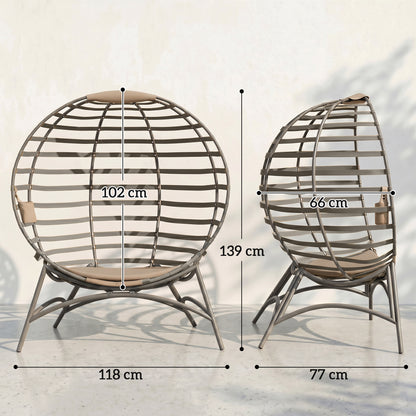 Outsunny Egg Chair with Cushion & Side Pocket - Sand