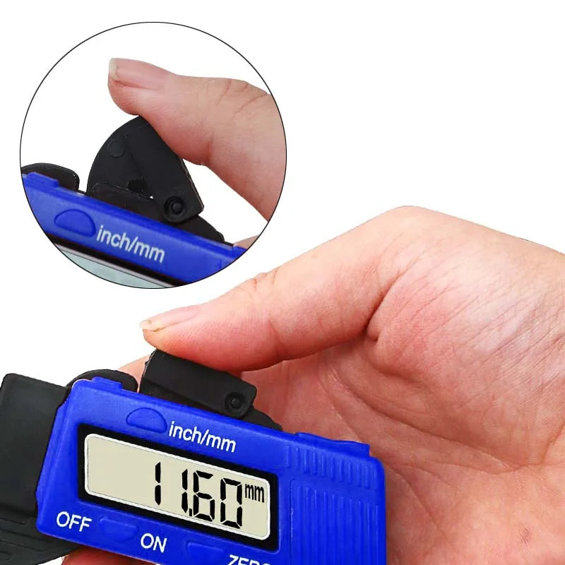 0-12.7mm Carbon Fiber Composites Digital Thickness Caliper Micrometer Guage Blue