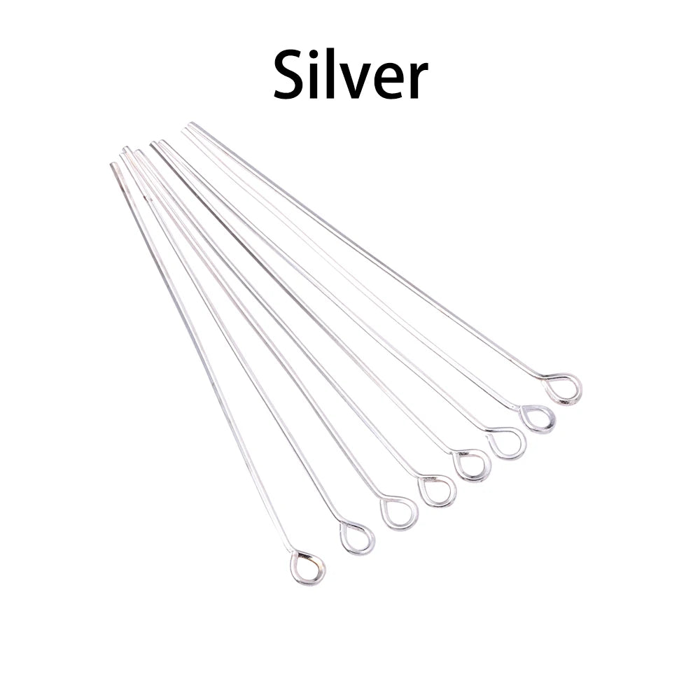 100-200Pcs/Lot 10-70mm Heads Eye Flat Head Pin Gold Plated Ball Head Pins for Jewelry Findings Making Accessories Supplies