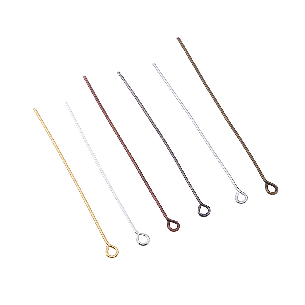 100-200Pcs/Lot 10-70mm Heads Eye Flat Head Pin Gold Plated Ball Head Pins for Jewelry Findings Making Accessories Supplies