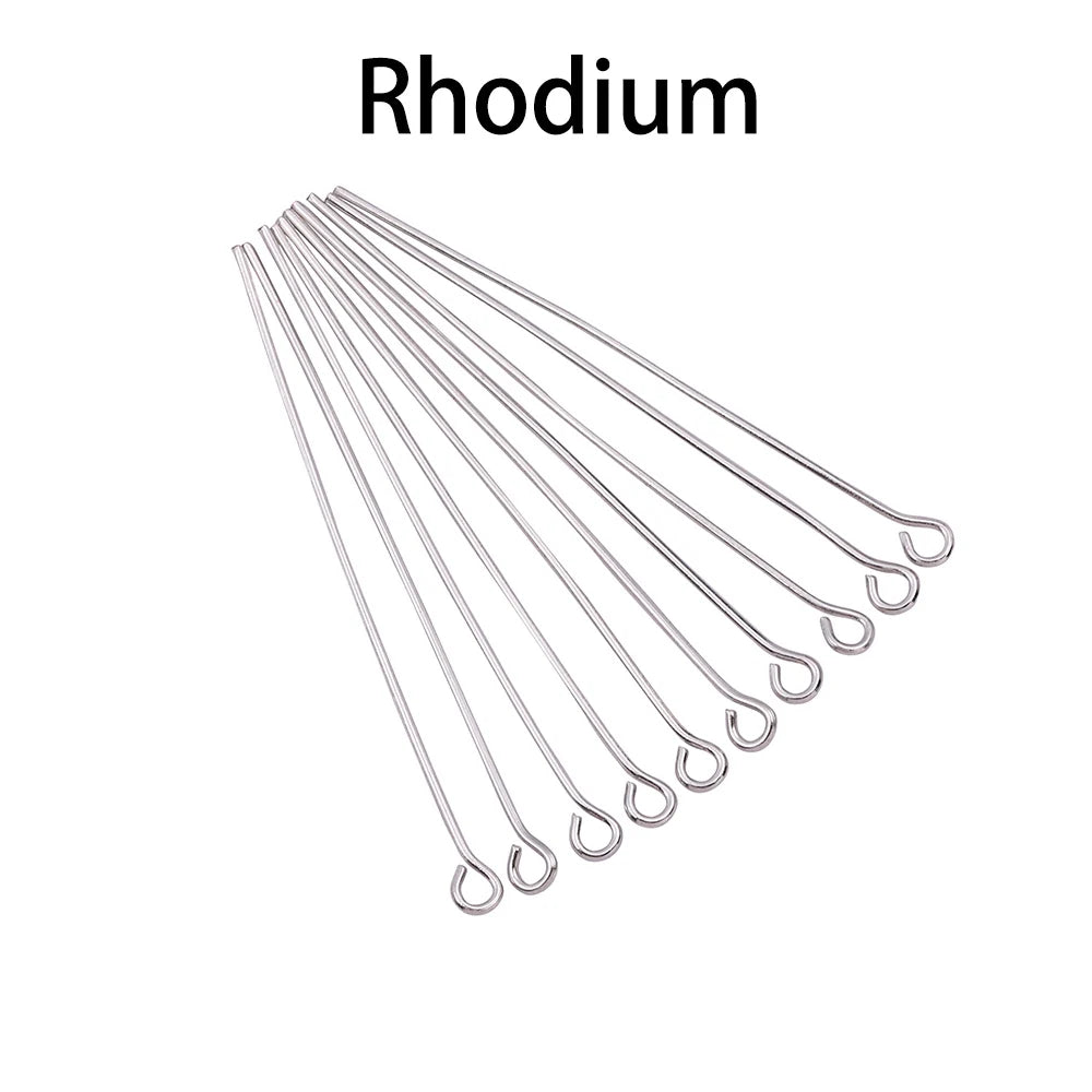 100-200Pcs/Lot 10-70mm Heads Eye Flat Head Pin Gold Plated Ball Head Pins for Jewelry Findings Making Accessories Supplies