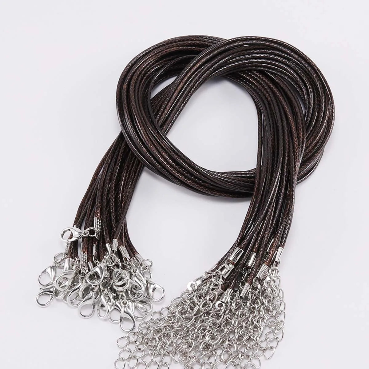 10Pcs/lot Dia 1.5/2mm Leather Cord Necklace With Clasp Adjustable Braided Rope for Jewelry Making DIY Necklace Bracelet Supplies