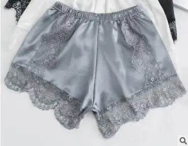 Silk Lace Shorts Women Underwear Safety Short Pants Summer Sexy Thin Loose Knicker Panties Under Skirt Shorts Boxer Brief Shorty
