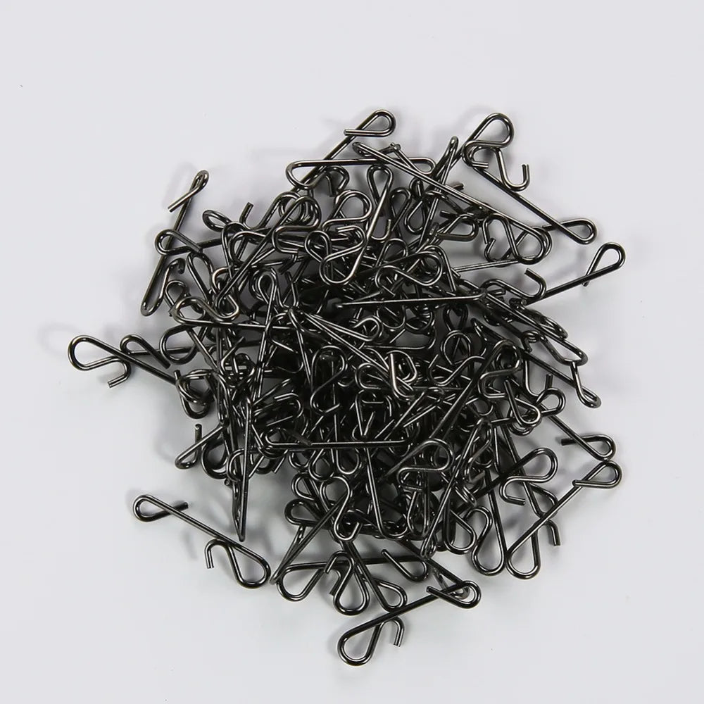 50pcs 1Box Fishing Line Wire Braid Knotless Connector Fishing Lure Hook Barrel Solid Ring Swivel Carp Accessory Fish Tackle Tool
