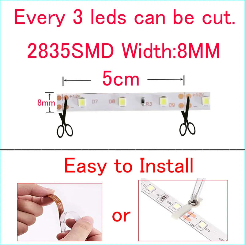 LED Strip light 12V 0.5m 1m 2m 3m 4m 5m SMD Flexible 60leds/m Waterproof non/IP65 LED Diode Tape
