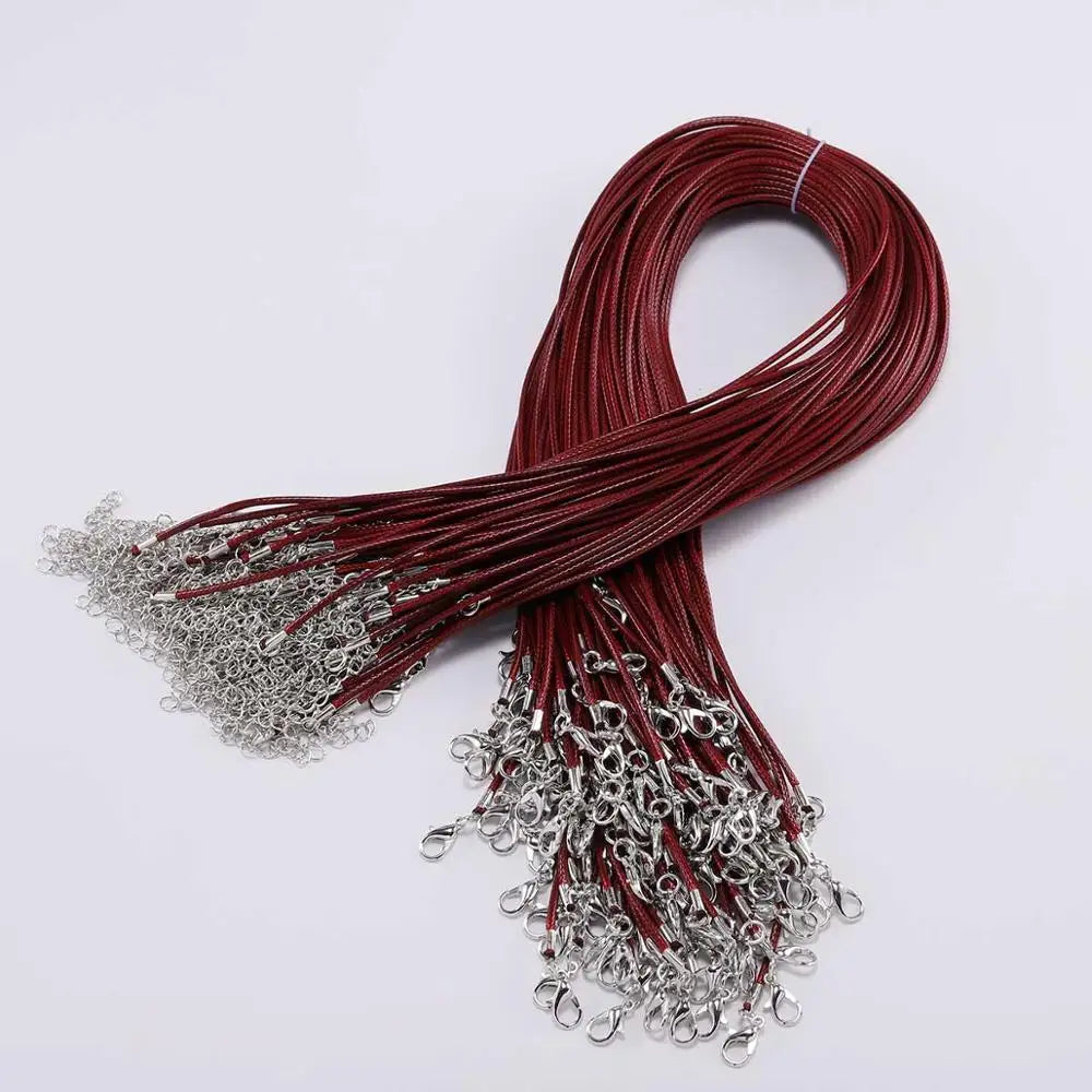 10Pcs/lot Dia 1.5/2mm Leather Cord Necklace With Clasp Adjustable Braided Rope for Jewelry Making DIY Necklace Bracelet Supplies