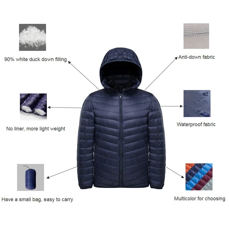 NewBang Down Coat Male Ultra Light Down Jacket Men's Warm Jackets Windbreaker Lightweight Coat Feather Puffer Parka Feather Coat