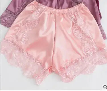 Silk Lace Shorts Women Underwear Safety Short Pants Summer Sexy Thin Loose Knicker Panties Under Skirt Shorts Boxer Brief Shorty