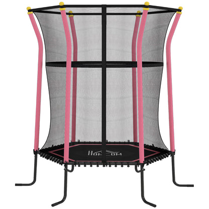 HOMCOM Kids Trampoline Mini Bouncer with Enclosure Safety Net For Ages 3-10 Years - Pink