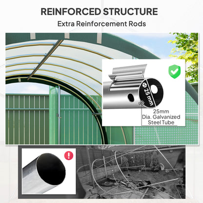 Outsunny 3 x 2 m Polytunnel Greenhouse, with Reinforced PE Cover, Windows and Doors - Green