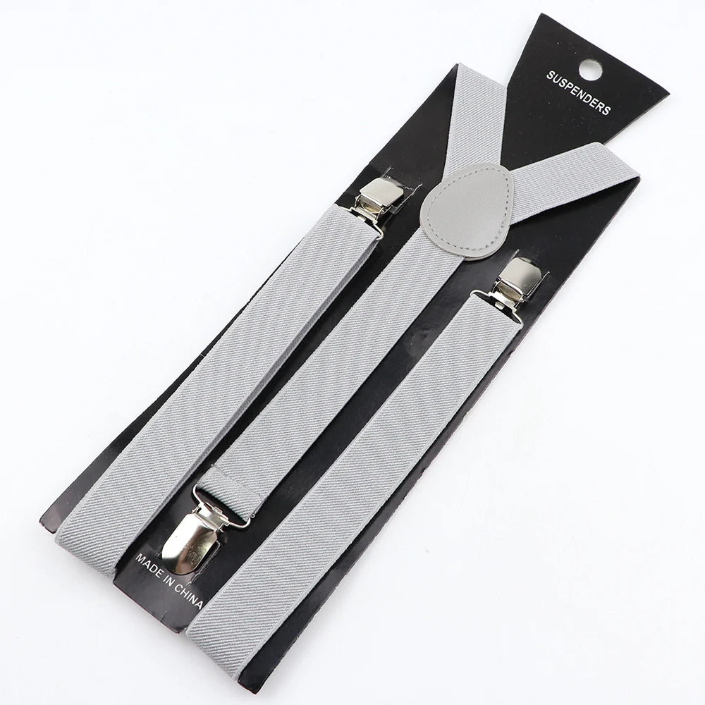 Hot Sale Solid Color Elastic Leather Suspender For Men Women Black Red Sage Green Adjustable Pants Shirt Girl Skirt Accessories