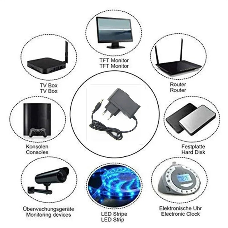 AC 110-240V DC 3V 4.5V 5V 6V 7.5V 8V 9V 10V 12V 15V 1A Universal Power Adapter Supply Charger Adaptor for LED light Strips