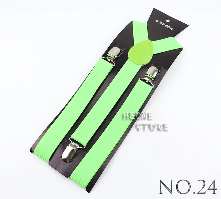 Hot Sale Solid Color Elastic Leather Suspender For Men Women Black Red Sage Green Adjustable Pants Shirt Girl Skirt Accessories